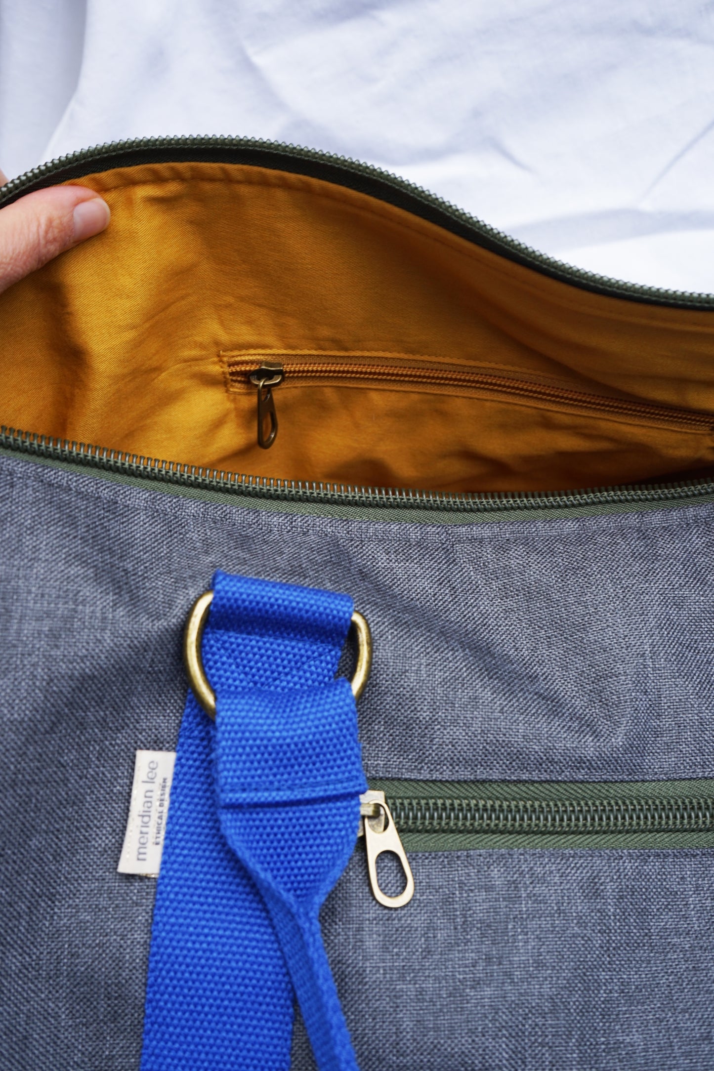 Overnight Duffle Bag</br>Chambray Canvas</br><small><i>(Charcoal/ Ultra Marine)</i></small> - Meridian Lee