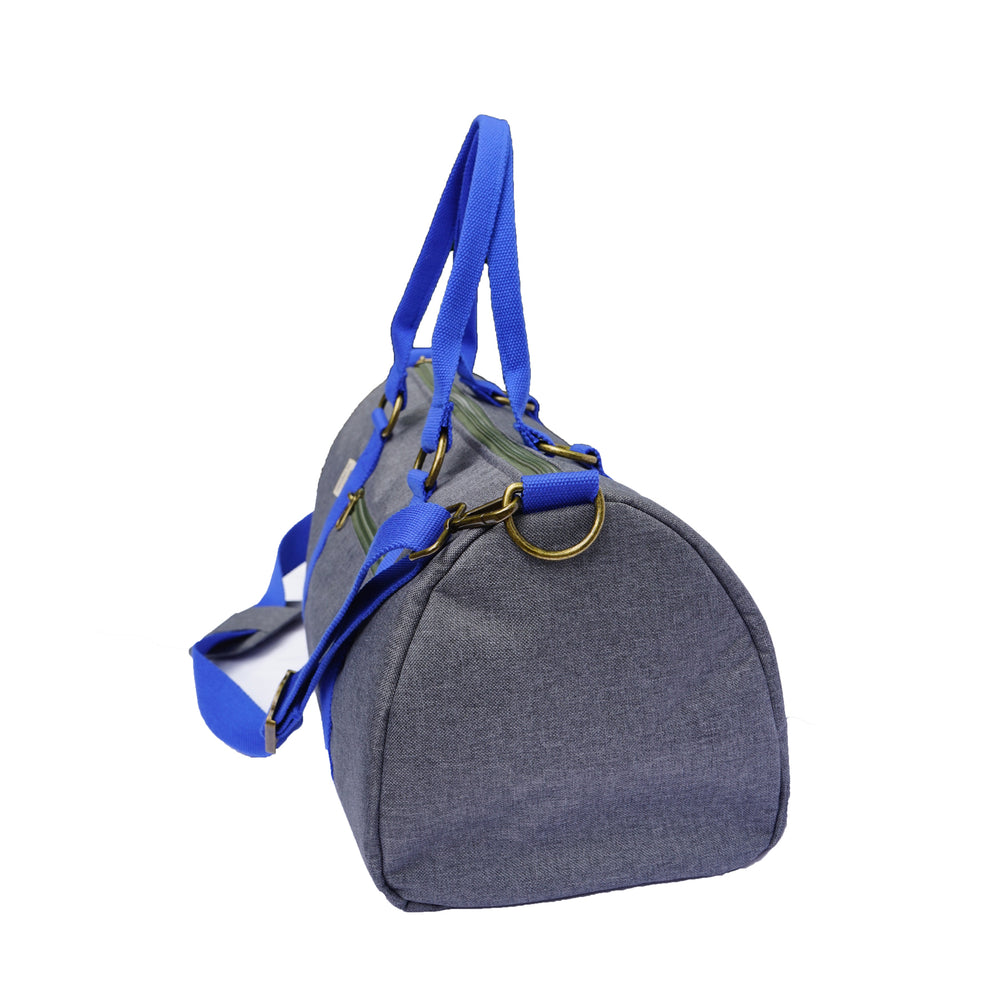 Overnight Duffle Bag</br>Chambray Canvas</br><small><i>(Charcoal/ Ultra Marine)</i></small> - Meridian Lee